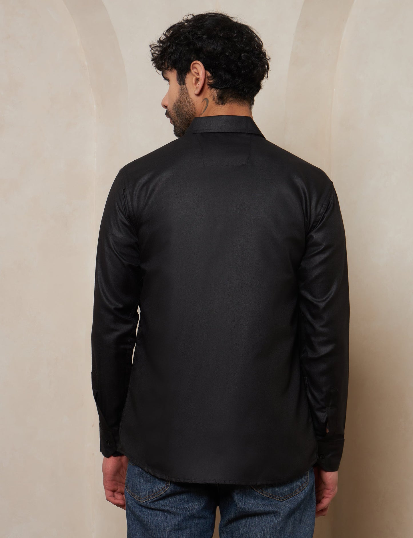 Premium Charcoal Black Full-Sleeve Shirt for Men