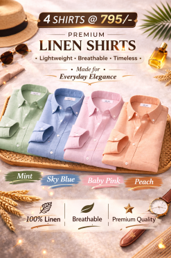 Combo Set 4 Linen Shirts Combo Pack (4 Shirts)