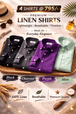 Combo Set 4 Linen Shirts Combo Pack (4 Shirts)
