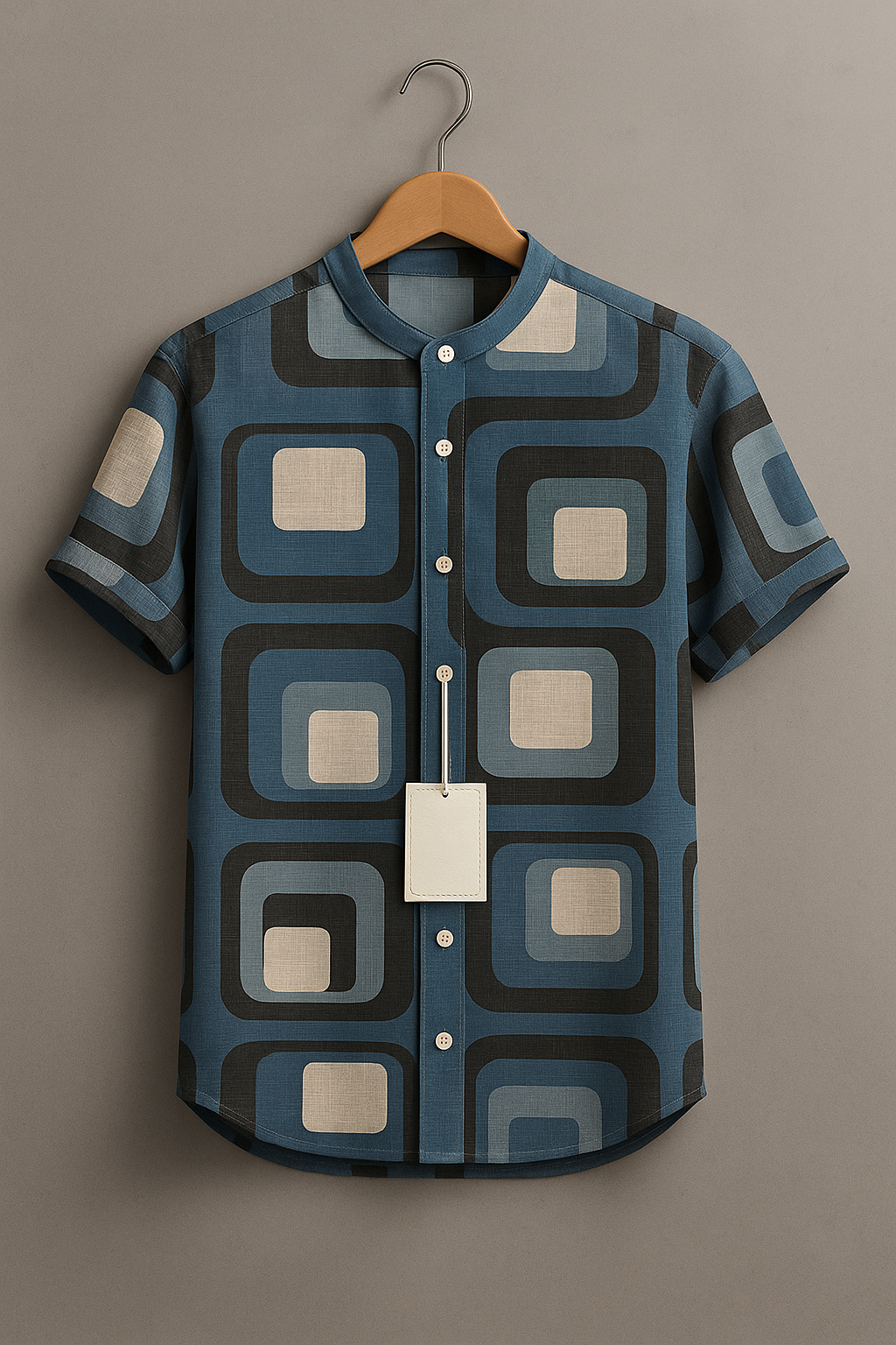 Men’s Retro 70s Square Pattern Fashion Shirt